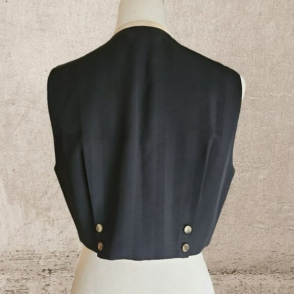 VTG The Limited tailored suit vest black herringbone cropped vest size M EUC - Picture 2 of 6